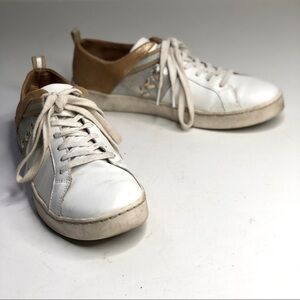 Jack Rogers leather sneakers mixed metal metallic white gold silver size 9M